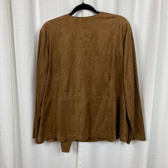 J.Jill Brown Faux Suede Moto Jacket Sz.2X - Picture 8 of 10